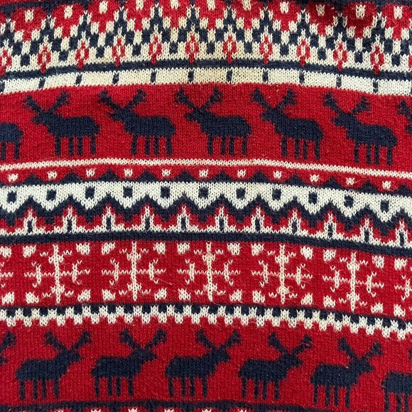 Joe Fresh 6-12M Fair Isle Holiday Sweater Red Navy Reindeer EUC Baby - Picture 14 of 14